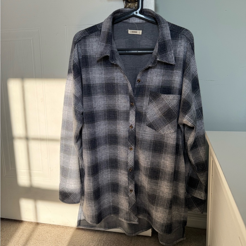 Ci Sono Gray Plaid Shirt